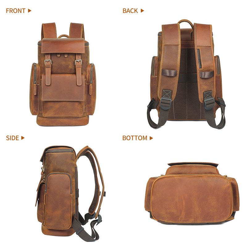 Fashion designer vintage high quality men's travel business Computer Notebook Backpack Waterproof Leather Backpack School Bag