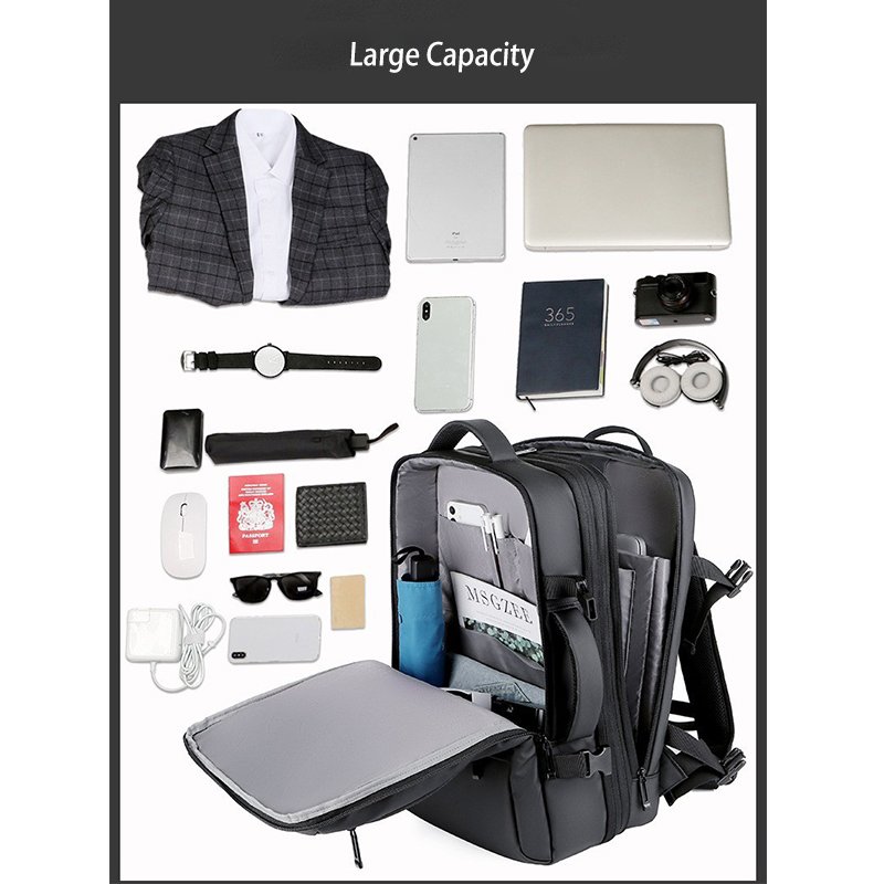 Custom Logo wholesale waterproof synthetic leather High Quality Business Laptop Backpack extended rucksack expandable Backpack