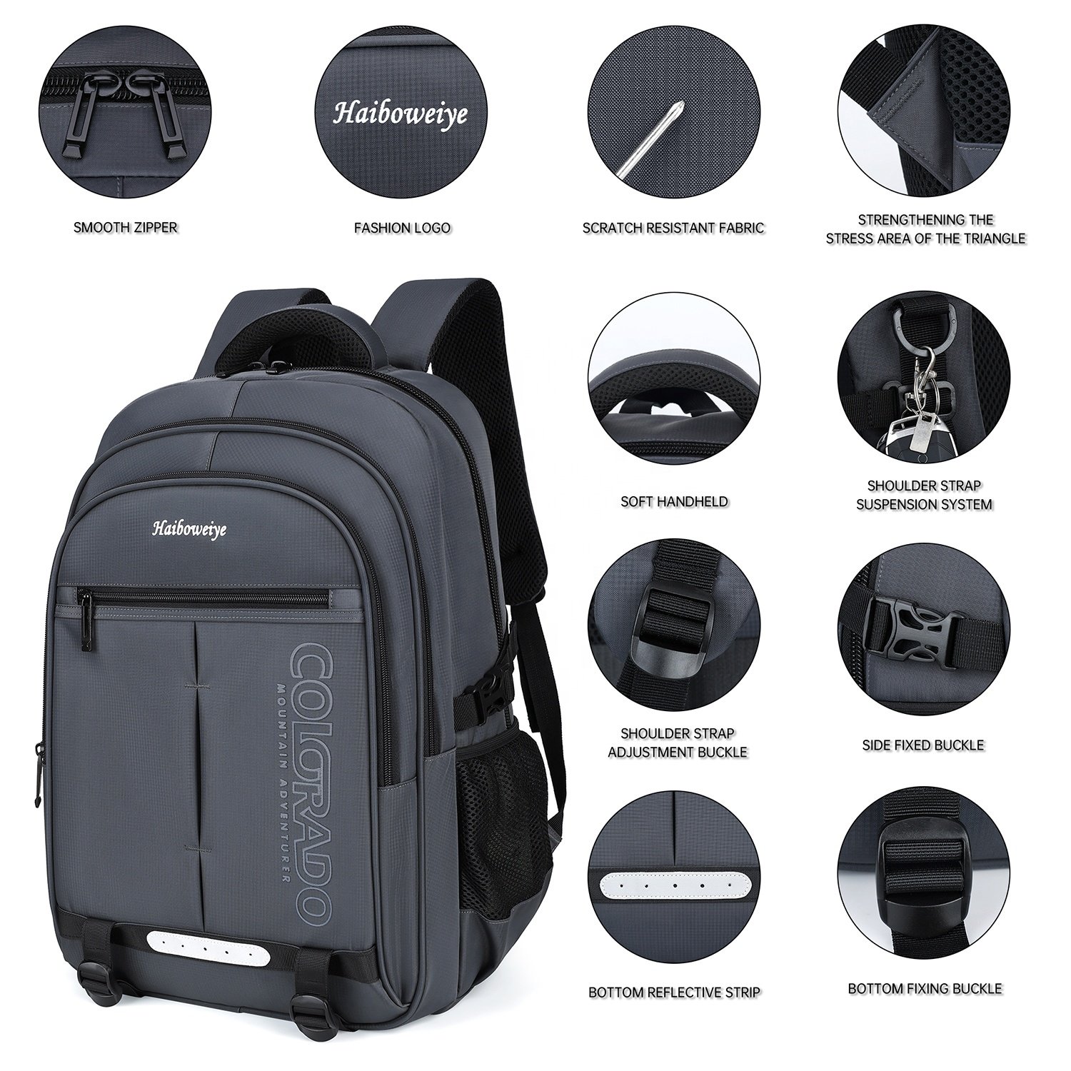 HAIBOWY Luxury Lightweight Laptop Backpack with Strap Customizable Logo School Business Bag for Outdoor Use