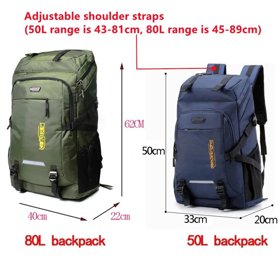 Simple Oversized Outdoor Backpack 80L Lightweight Large Rucksack Unisex Climbing Travel Rucksack
