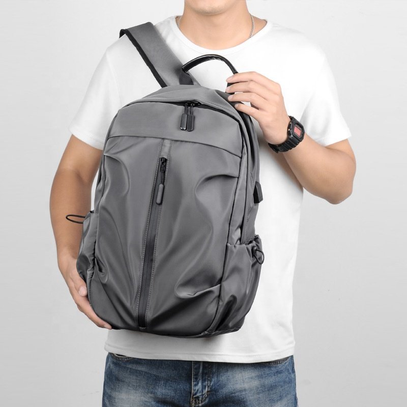 Hot Factory Direct 15 6 Inch Soft Fashion Custom Logo Black Waterproof Nylon Laptop Backpacks School Bags With USB