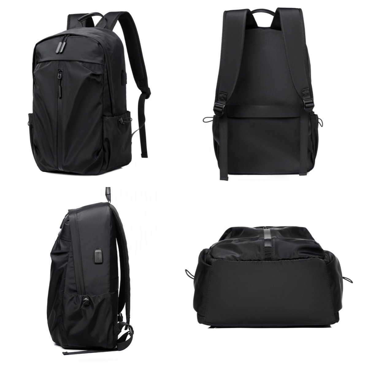 Hot Factory Direct 15 6 Inch Soft Fashion Custom Logo Black Waterproof Nylon Laptop Backpacks School Bags With USB