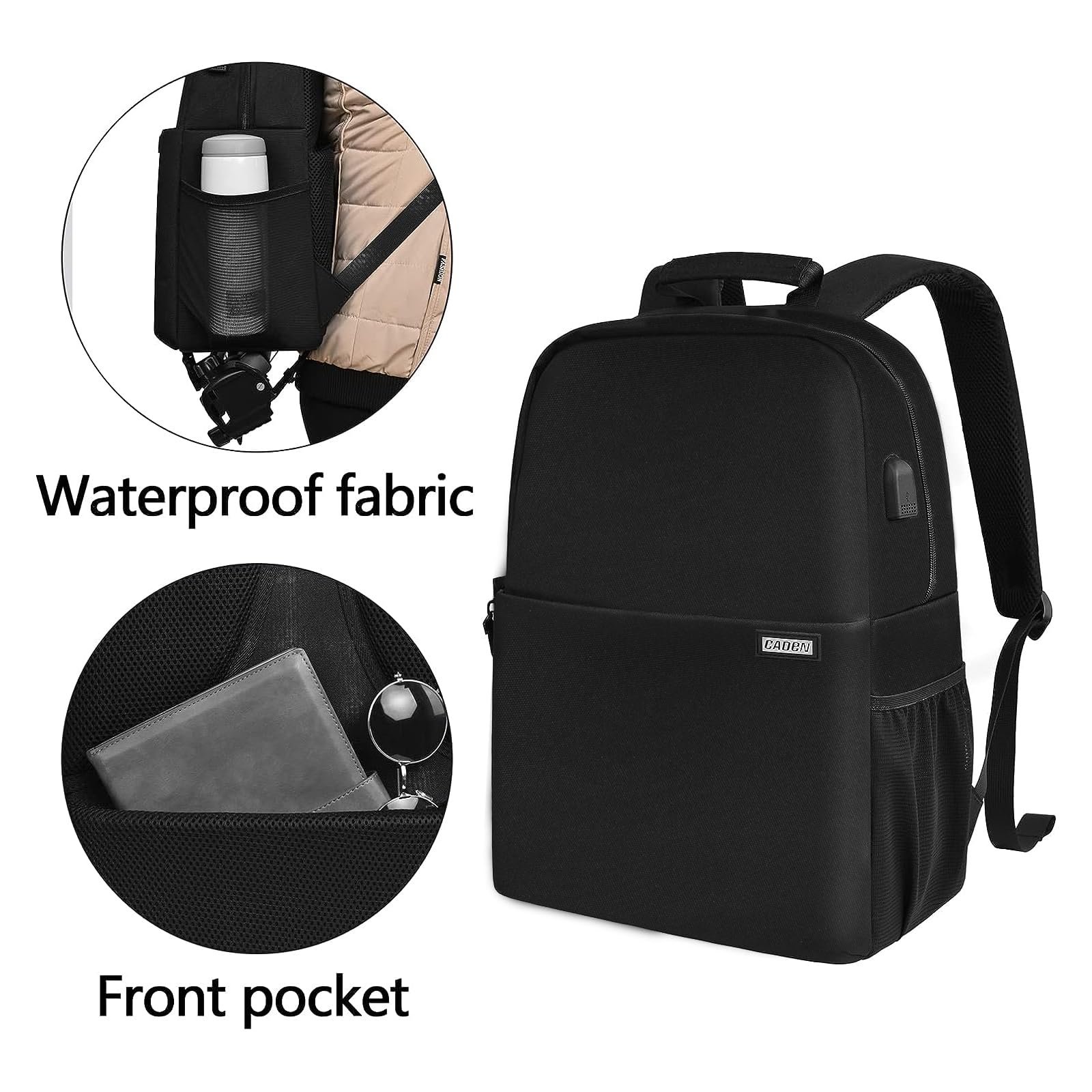 Caden L4-2 Waterproof Photography Polyester 15.6'' Laptop USB Travel Camera Laptop Backpack Professional Digital Gear Camera Bag