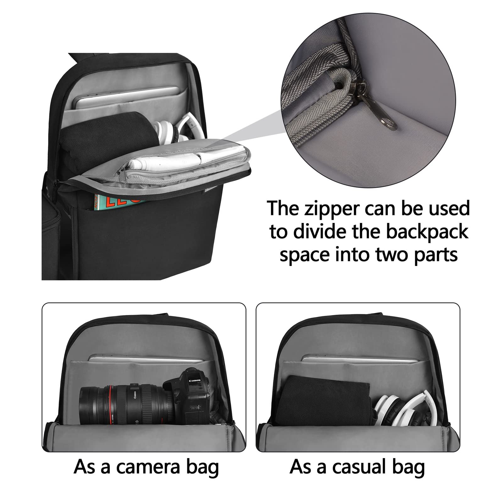 Caden L4-2 Waterproof Photography Polyester 15.6'' Laptop USB Travel Camera Laptop Backpack Professional Digital Gear Camera Bag