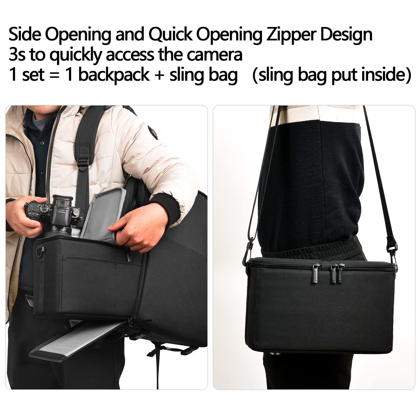 Caden L4-2 Waterproof Photography Polyester 15.6'' Laptop USB Travel Camera Laptop Backpack Professional Digital Gear Camera Bag