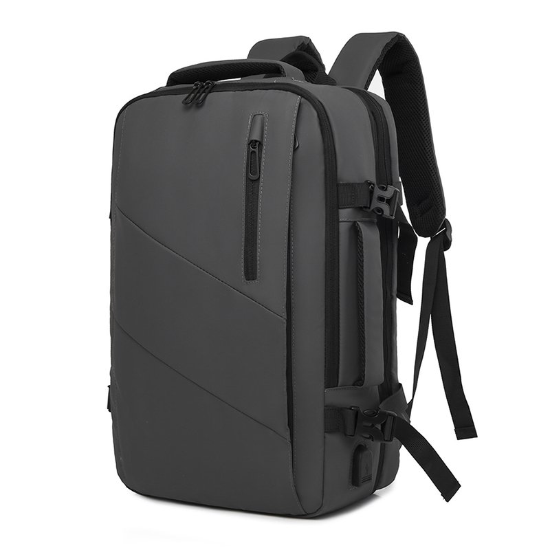 Expandable Backpack Wear-resistant Travel Backpack Laptop Bag Extra Large Capacity Waterproof for Men Black Polyester Unisex TCS