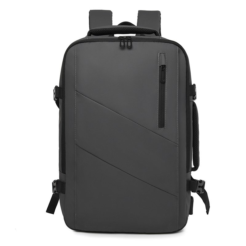 Expandable Backpack Wear-resistant Travel Backpack Laptop Bag Extra Large Capacity Waterproof for Men Black Polyester Unisex TCS