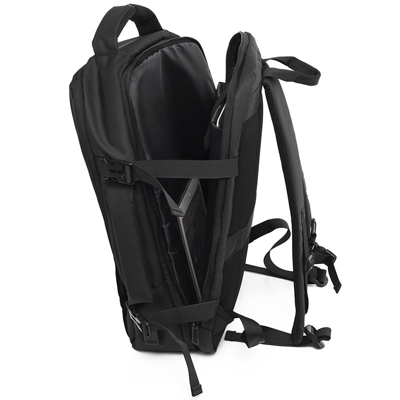 Expandable Backpack Wear-resistant Travel Backpack Laptop Bag Extra Large Capacity Waterproof for Men Black Polyester Unisex TCS