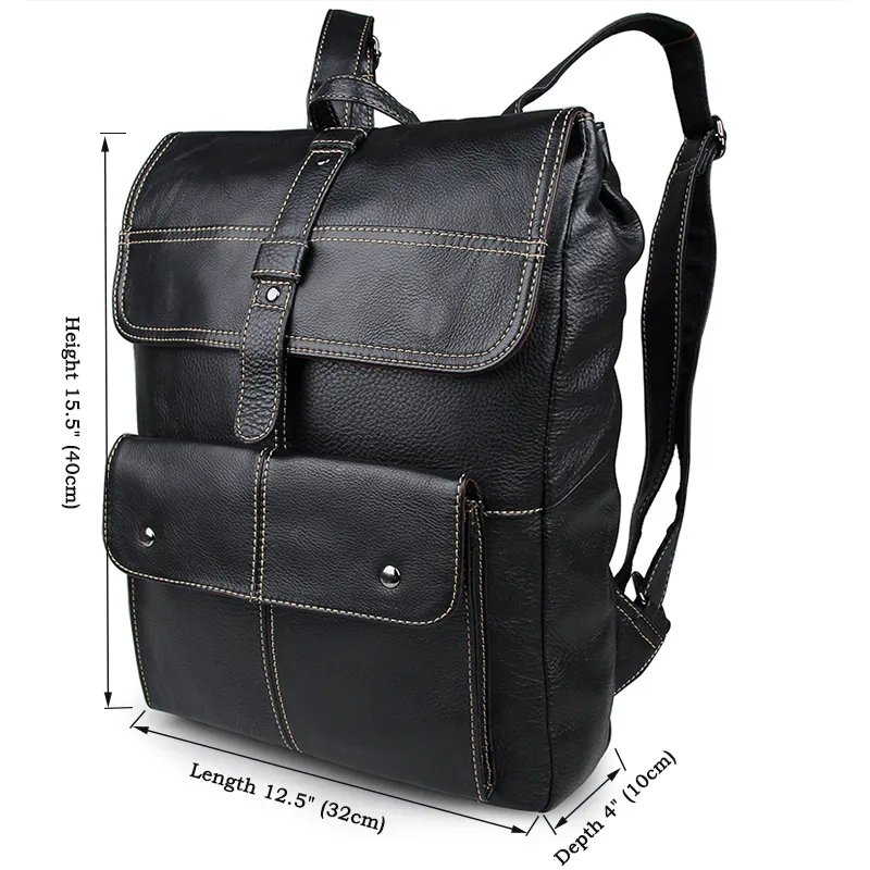 Vintage Black High Quality Popular OEM Men's College Travel Leather Design Backpack Manufacturer Leather Laptop Backpack