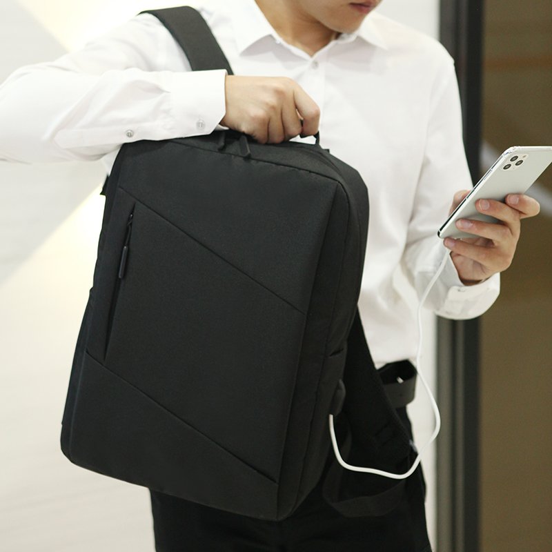 Fashion waterproof business travel laptop backpack with USB charging port college student computer bag
