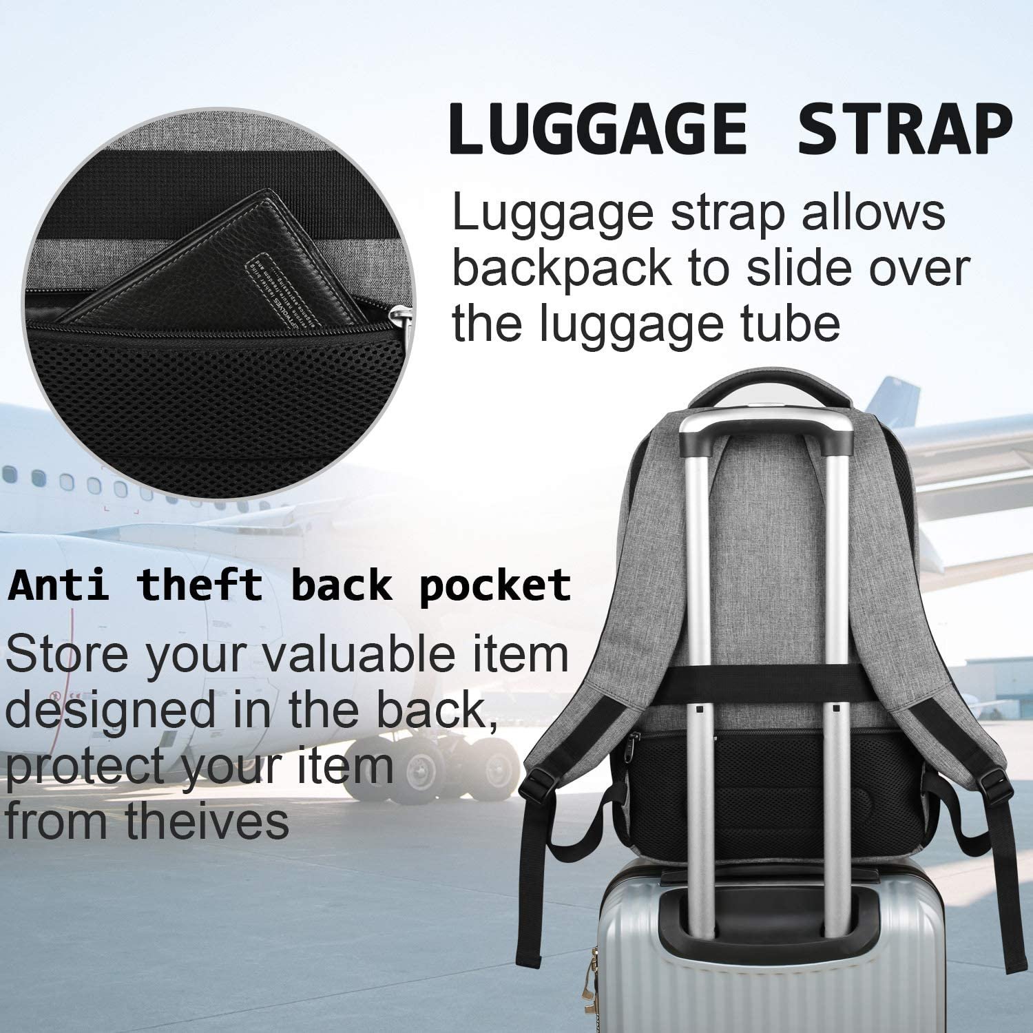 Factory Hot Sell Anti Theft Custom USB Charging RPET Notebook Bag Business Laptop Backpack