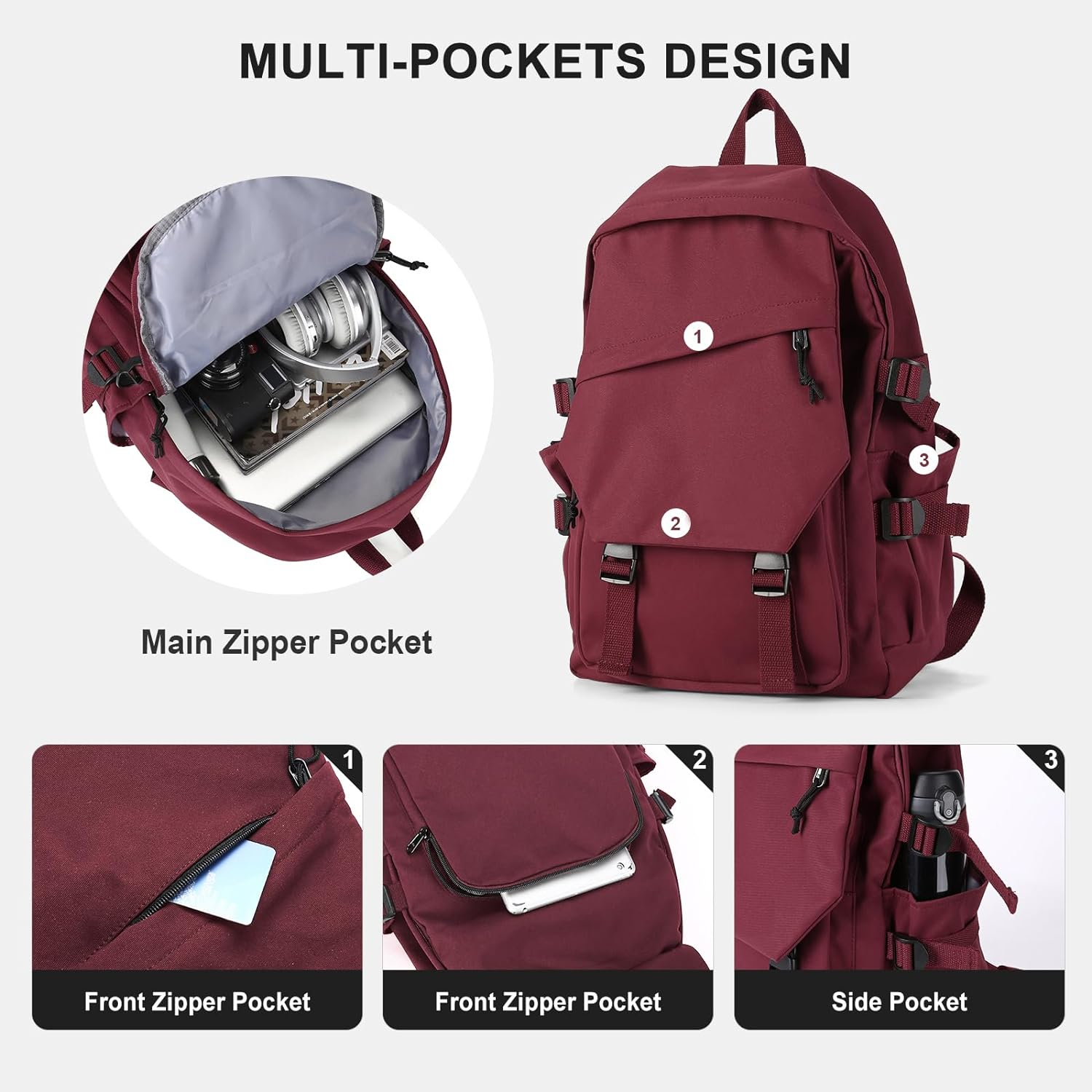Lightweight Water-Resistant College Laptop Backpack for Men Women Casual Daypack High School Middle School Travel Sports Bookbag