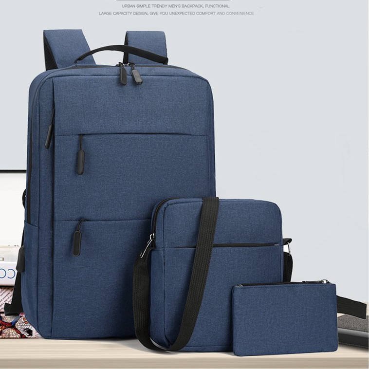 MU 3 In 1 Laptop Backpack Set Drop Shipping Wholesale USB Multifunction Large Capacity School Backpack Daily 3 Pieces Business