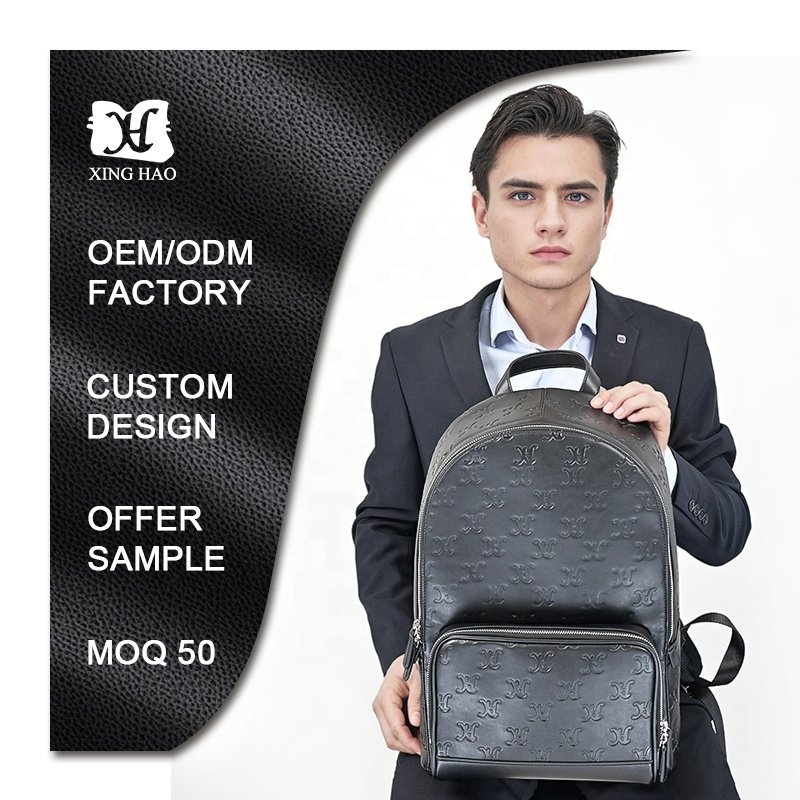Custom New Style Mens Black Genuine Real Cow Leather Backpack Fashion Office Business Laptop Backpack