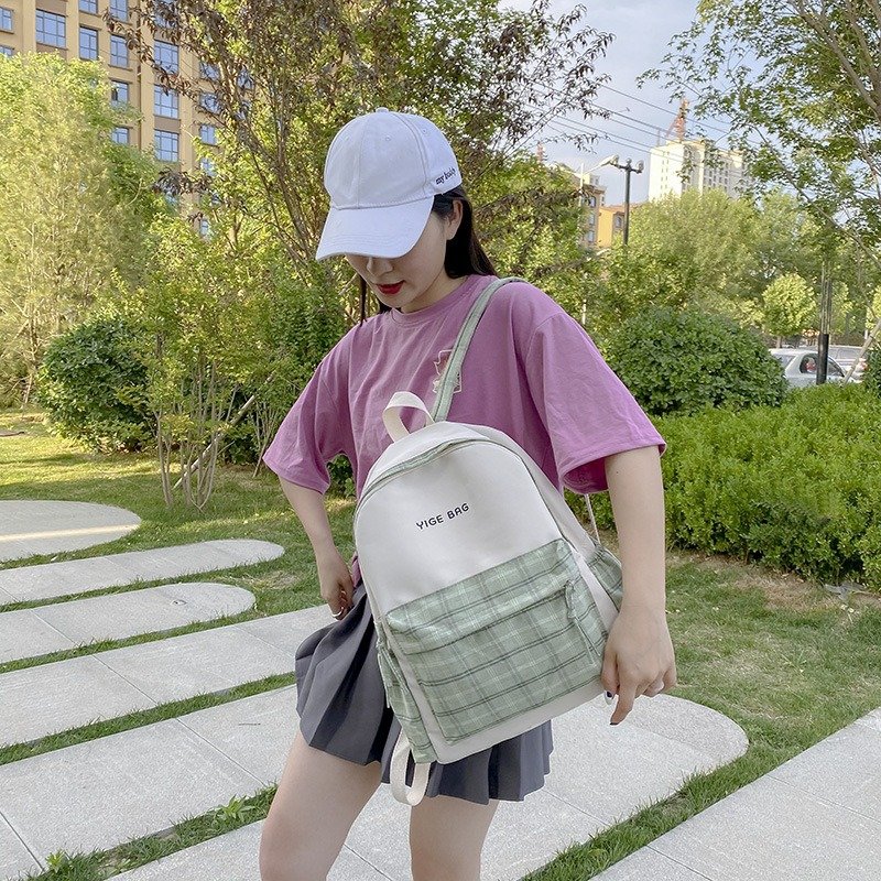 Large capacity travel laptop backpacks book bag junior high school college student chequer schoolbag bookbag school bags