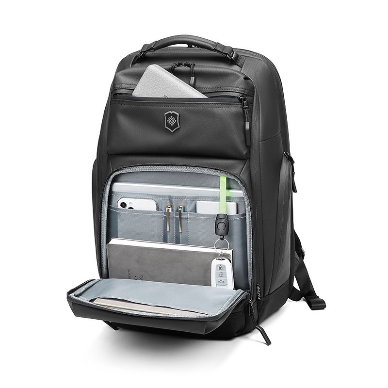 Men's Vintage Style Travel Backpack Large Capacity Waterproof Laptop Backpack 15.6-inch Computers Multifunction Polyester Lining