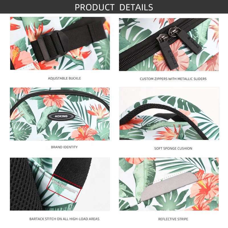 Fashion printing middle/high/college school student school bags outdoor leisure sports laptop backpack for women