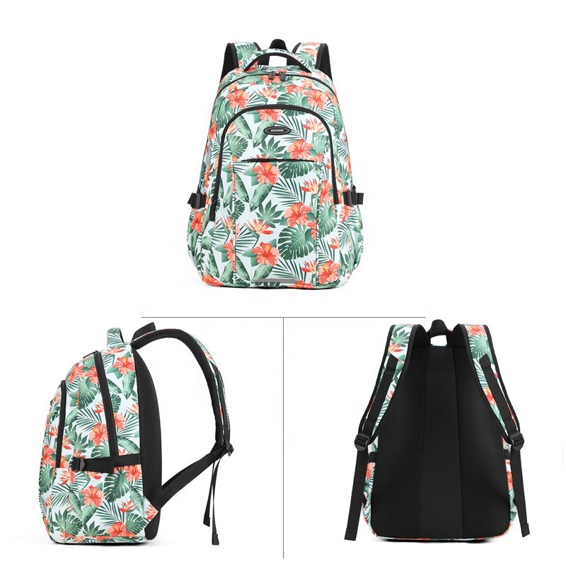 Fashion printing middle/high/college school student school bags outdoor leisure sports laptop backpack for women