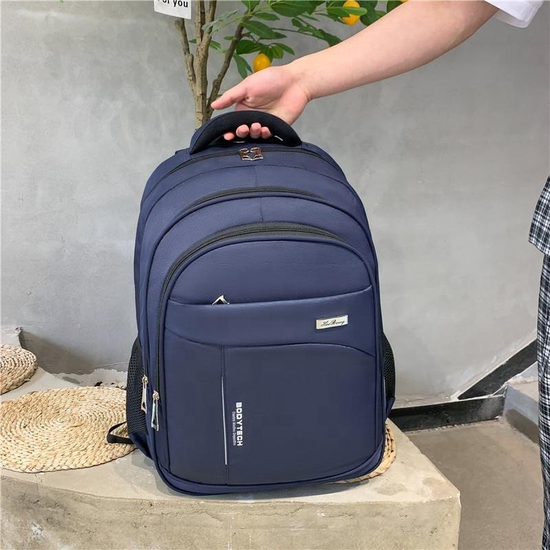 HAIBOWY Men's High-Capacity Dark Blue Laptop Backpack-Waterproof Wear-Resistant Fabric Custom USB Zipper Factory Direct