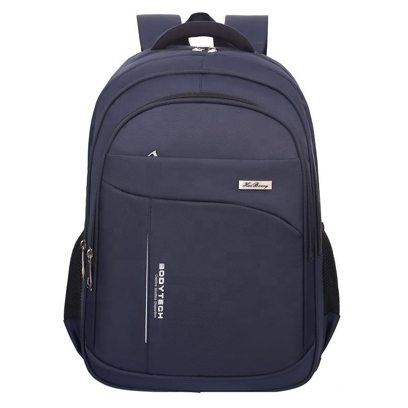 HAIBOWY Men's High-Capacity Dark Blue Laptop Backpack-Waterproof Wear-Resistant Fabric Custom USB Zipper Factory Direct