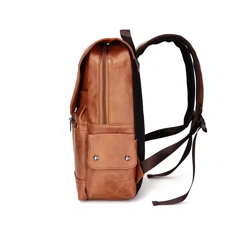 Super September Casual Fashion Good Quality Wholesale PU Leather Bag With USB Port Waterproof Large Capacity Laptop Backpack