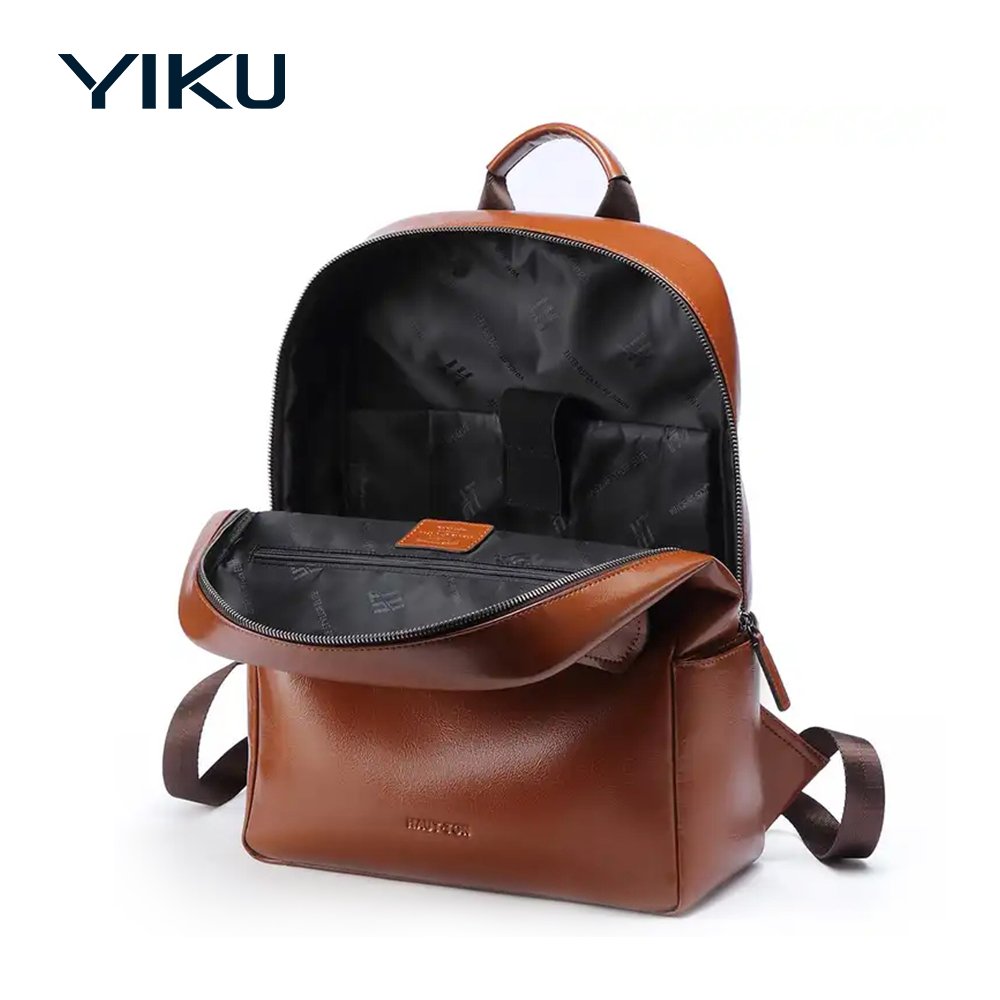 custom Outdoor computer waterproof business leather men laptop backpacks unisex real leather backpack