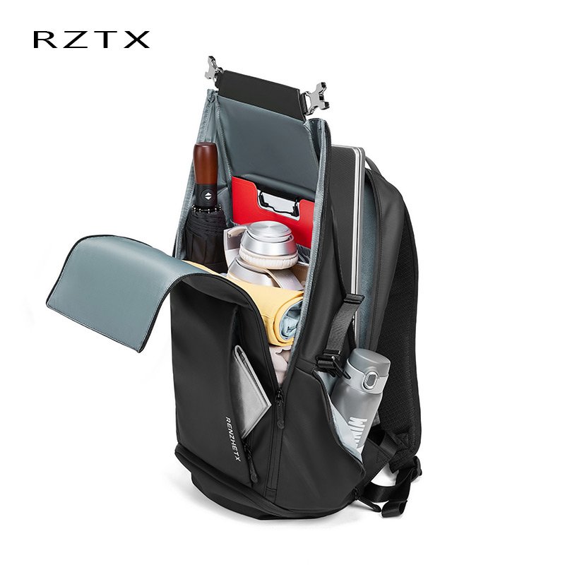 Factory made black recycled rpet roll top backpack fashion roll up travel backpack daypack