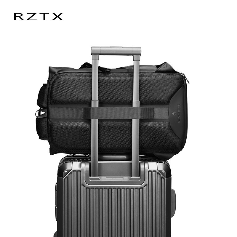 Factory made black recycled rpet roll top backpack fashion roll up travel backpack daypack