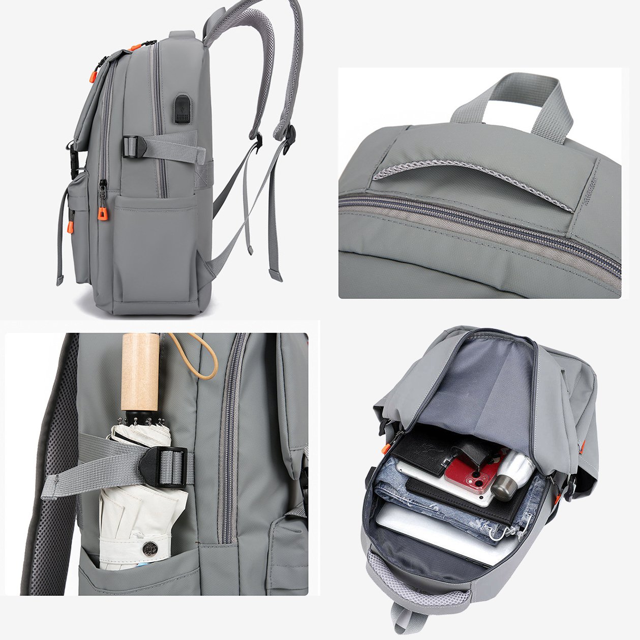 Factory Wholesale Waterproof Coated Oxford USB Charging Laptop Backpack With Multi-Function Pockets Mochila Sac a Dos