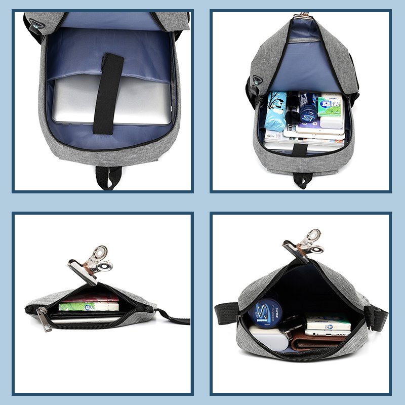 Fashion new large capacity multi-functional waterproof USB charging port business three in one laptop backpack
