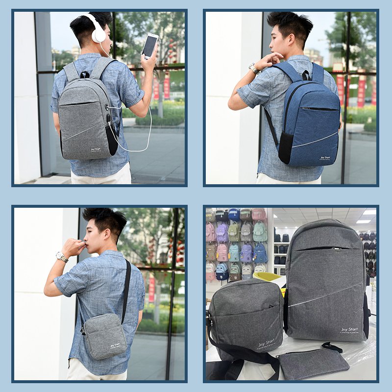 Fashion new large capacity multi-functional waterproof USB charging port business three in one laptop backpack
