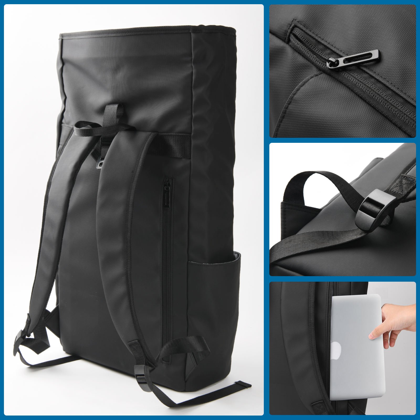custom travel tuck modern backpack Expandable Roll Top College laptop bag rollup urban hiking Backpack for men rolltop backpack