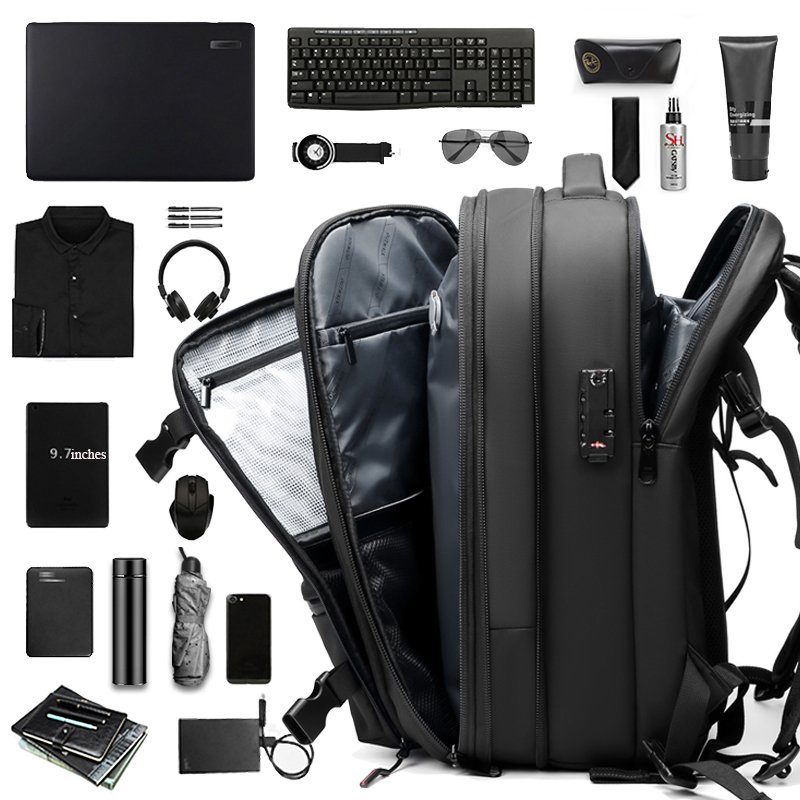 Factory hot sell vacuum compression backpack 17inch usb waterproof notebook unisex Oxford laptop travel custom backpack