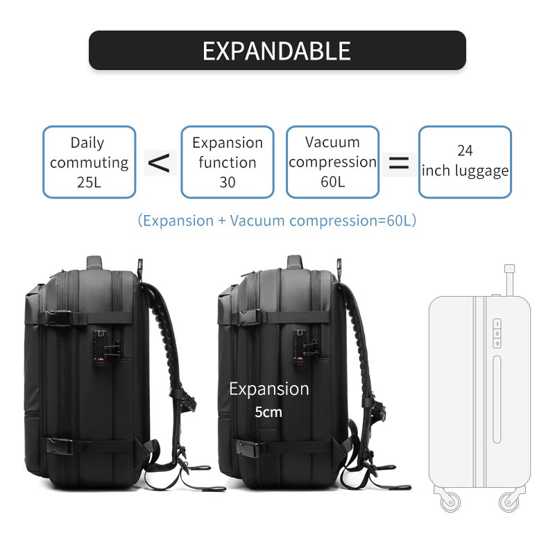 Factory hot sell vacuum compression backpack 17inch usb waterproof notebook unisex Oxford laptop travel custom backpack