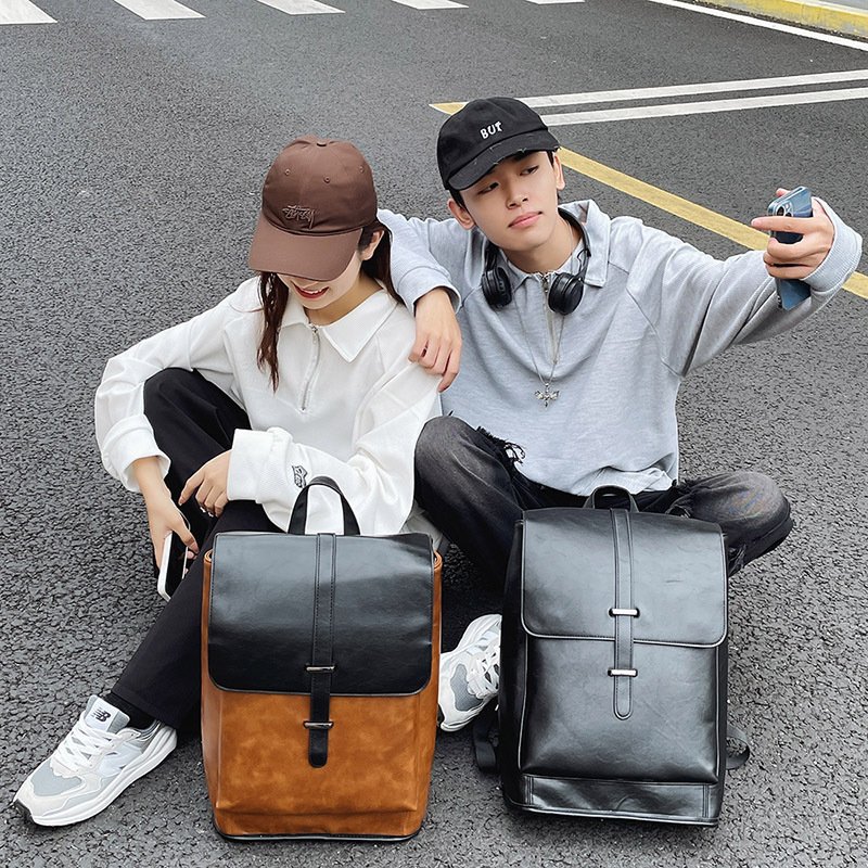 custom logo casual leisure slim travel modern men women computer smooth vegan leather laptop rain laptop backpacks