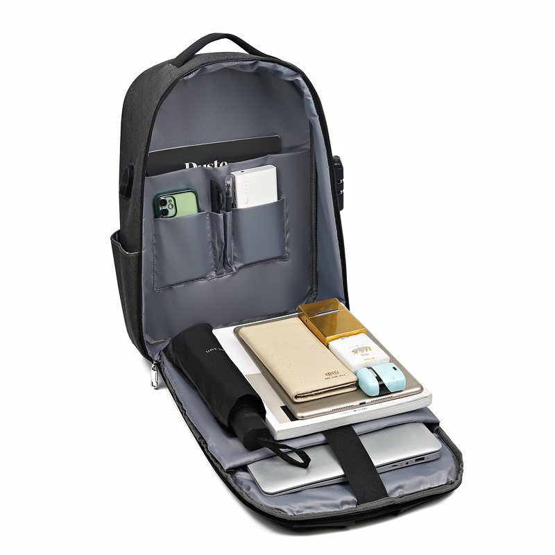 Men's Business Laptops Backpack Waterproof Backpack with USB Charger Port Fashion Polyester Male Waterproof Notebook Bag Nylon