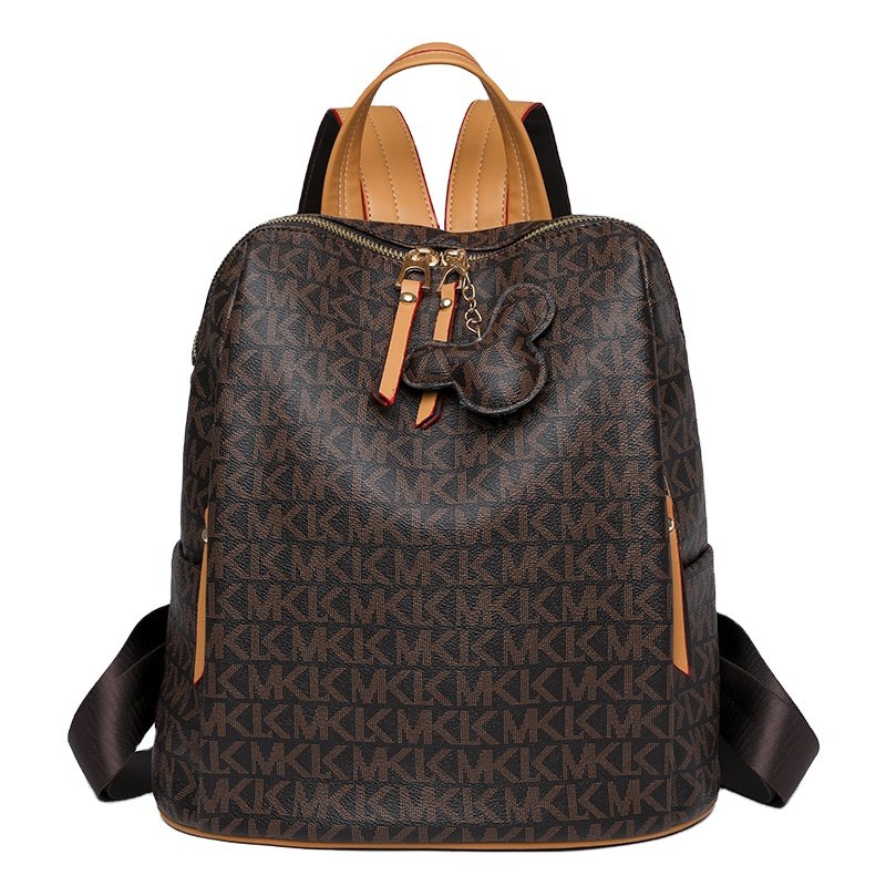 2024NewFJBrand New Designer ladies leather backpacks double zipper Classic custom laptop backpack girls