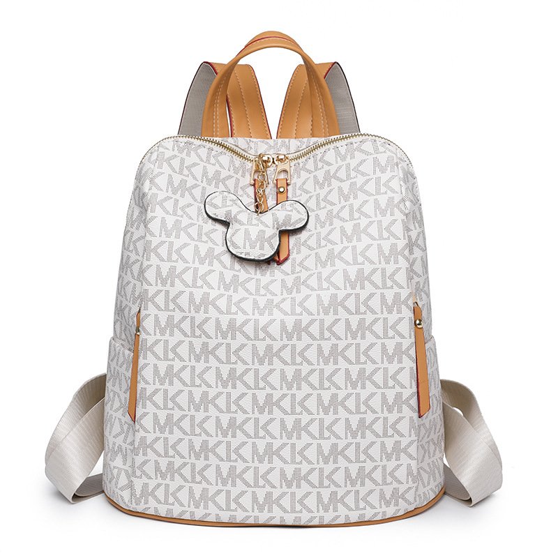2024NewFJBrand New Designer ladies leather backpacks double zipper Classic custom laptop backpack girls