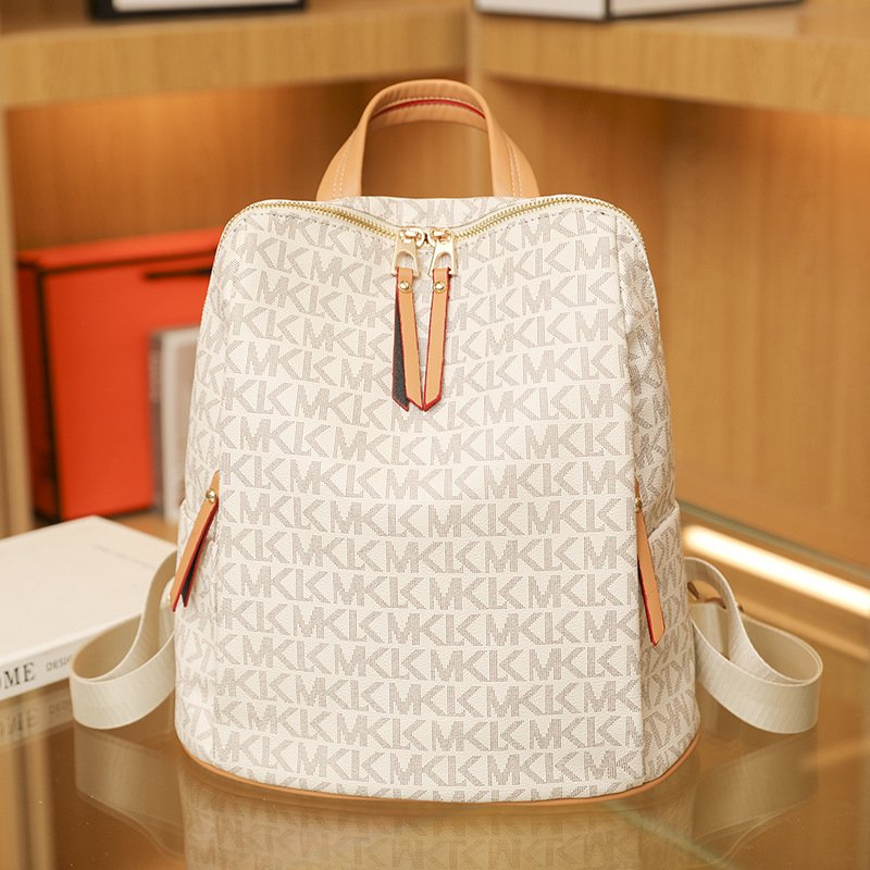 2024NewFJBrand New Designer ladies leather backpacks double zipper Classic custom laptop backpack girls