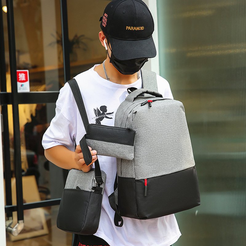 OEM ODM Computer backpack Wholesale Simple Design Lightweight Travel 3 PCS Set Laptop Backpack Bag Laptop Backpack