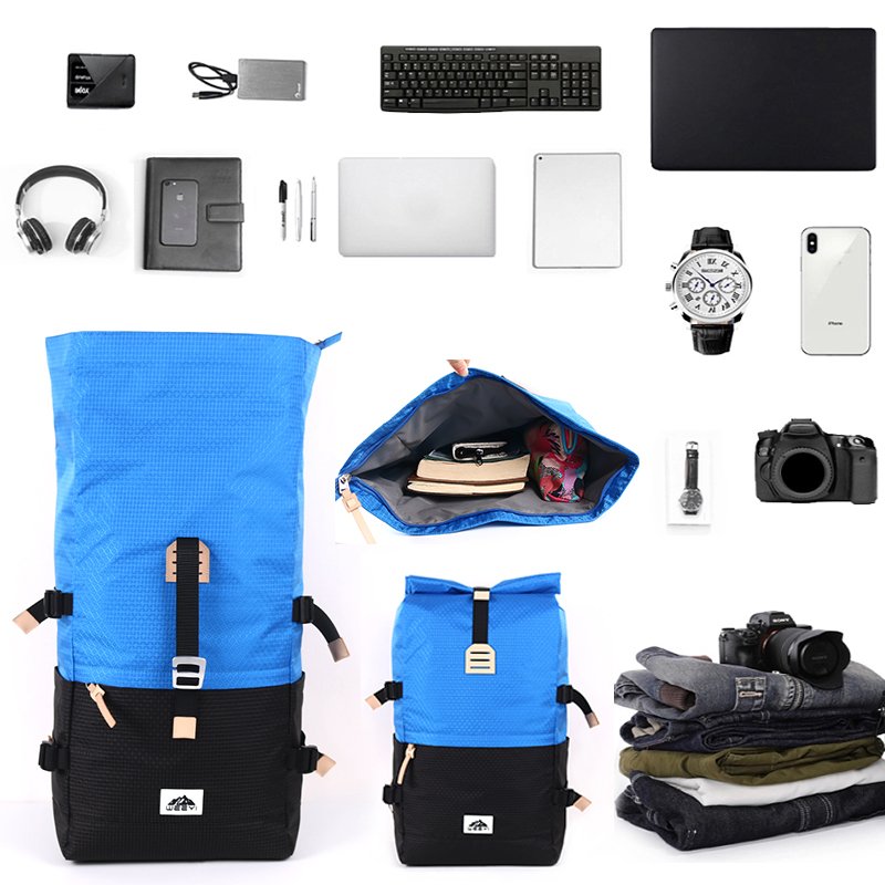 CHANGRONG Custom Large Capacity Casual Daypack Travel Black Waterproof Foldable roll top laptop backpack