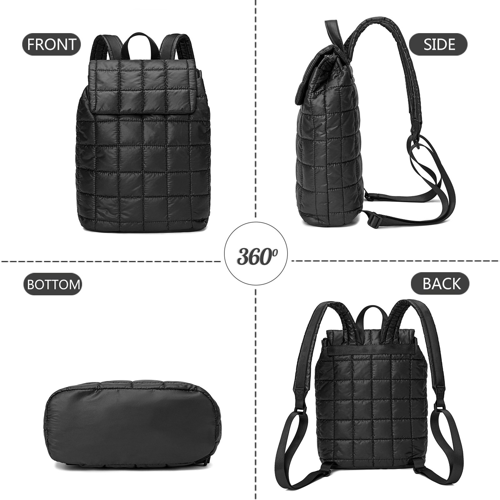 New Designer Lightweight Women Casual Quilted Padded Laptop Backpack Men Rhombus puffy Down cotton Puffer Backpack School Bag
