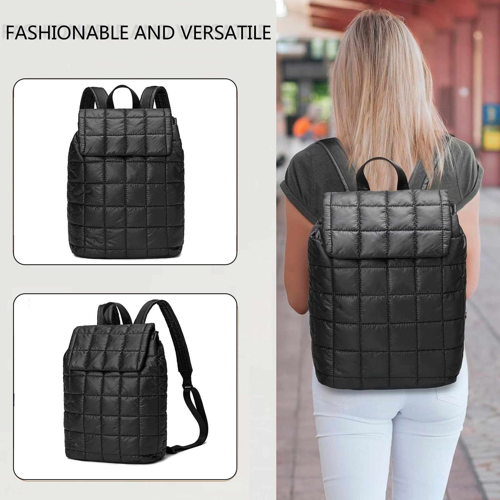 New Designer Lightweight Women Casual Quilted Padded Laptop Backpack Men Rhombus puffy Down cotton Puffer Backpack School Bag