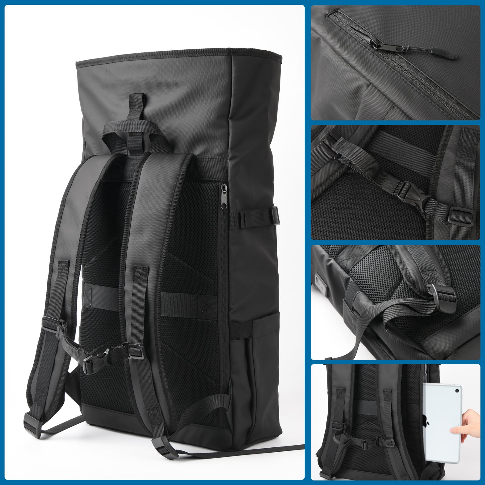 custom Roll Top backpack oxford leather rolltop laptop backpacks unisex minimalist high quality capacity men rolling backpack
