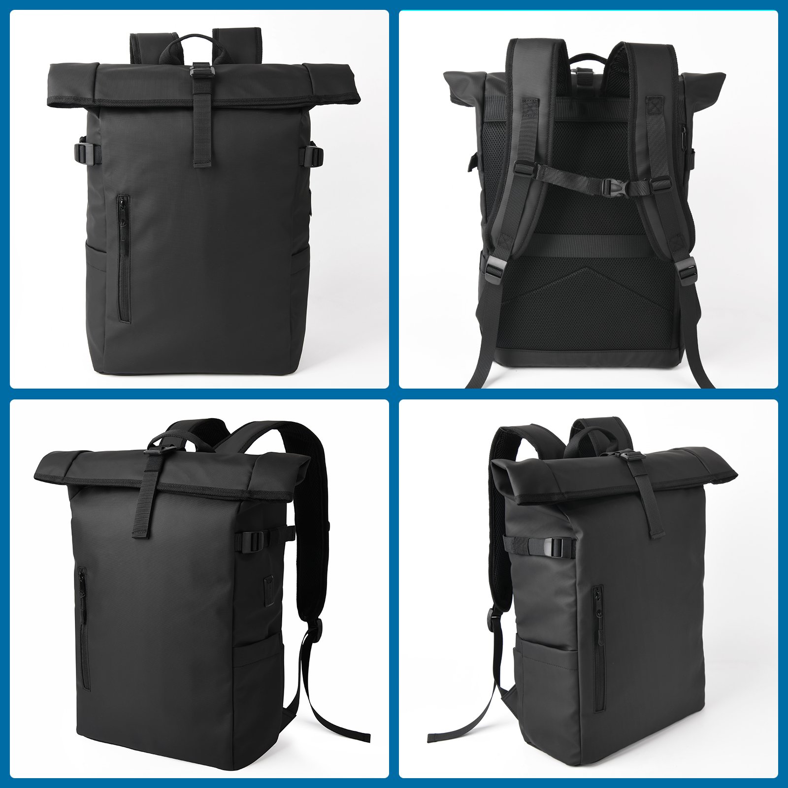 custom Roll Top backpack oxford leather rolltop laptop backpacks unisex minimalist high quality capacity men rolling backpack