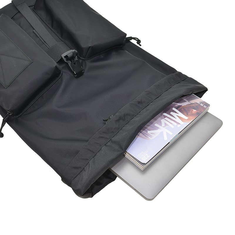 Wholesale customized logo nylon waterproof and fashionable casual drawstring flip backpack for men