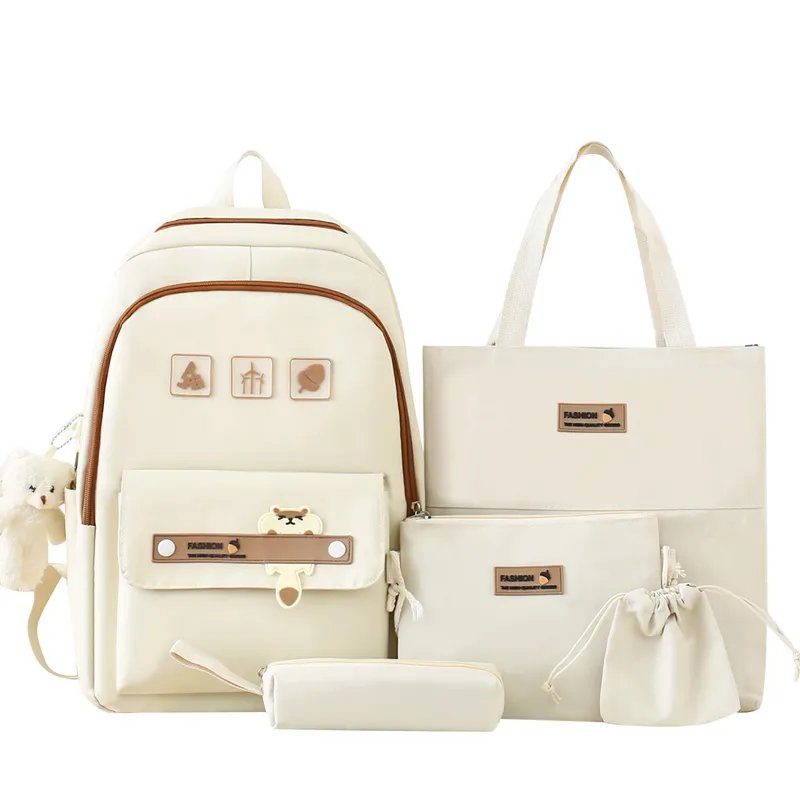 wholesale Fashion Custom 5 Pcs Set Custom Nylon Backpack College Student School Bag Laptop Backpacks Mochilas