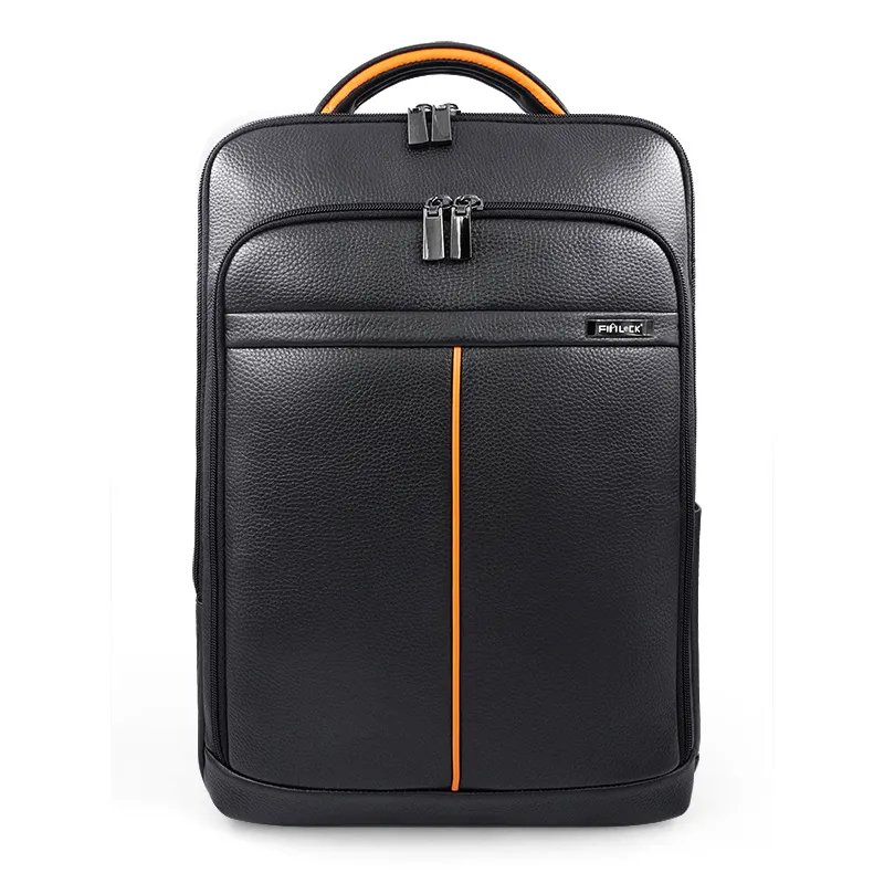 Manufacturers Custom Logo Waterproof Backpack Anti Theft Notebook Genuine Leather Smart Fingerprint Lock Laptop Backpack