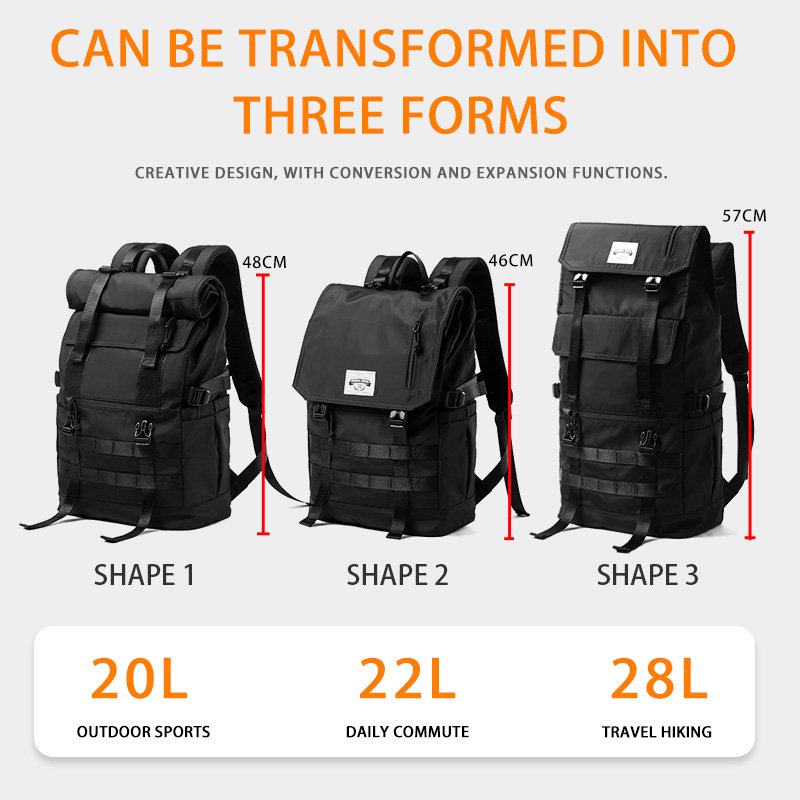 Custom Logo Roll Top Bag For Men Waterproof Multifunction Expansion Laptop Rucksack for Men Roll Top Backpack