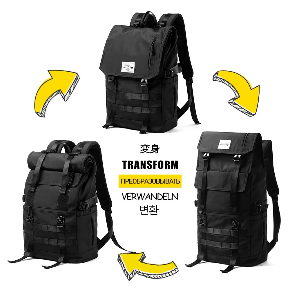 Custom Logo Roll Top Bag For Men Waterproof Multifunction Expansion Laptop Rucksack for Men Roll Top Backpack